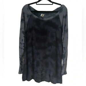 XCVI Tie dye Mix Media Women’s Top Artsy Longline Tunic Blue